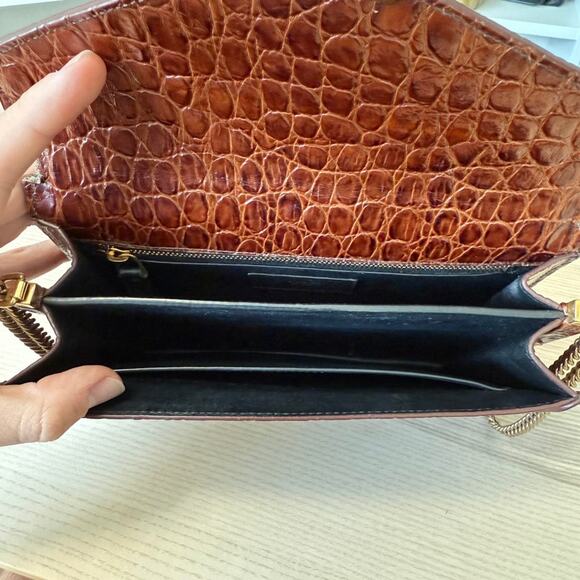 Saint Laurent YSL Patent Turtle Embossed Monogram Cassandra Clasp Bag Rouge - Picture 10 of 13